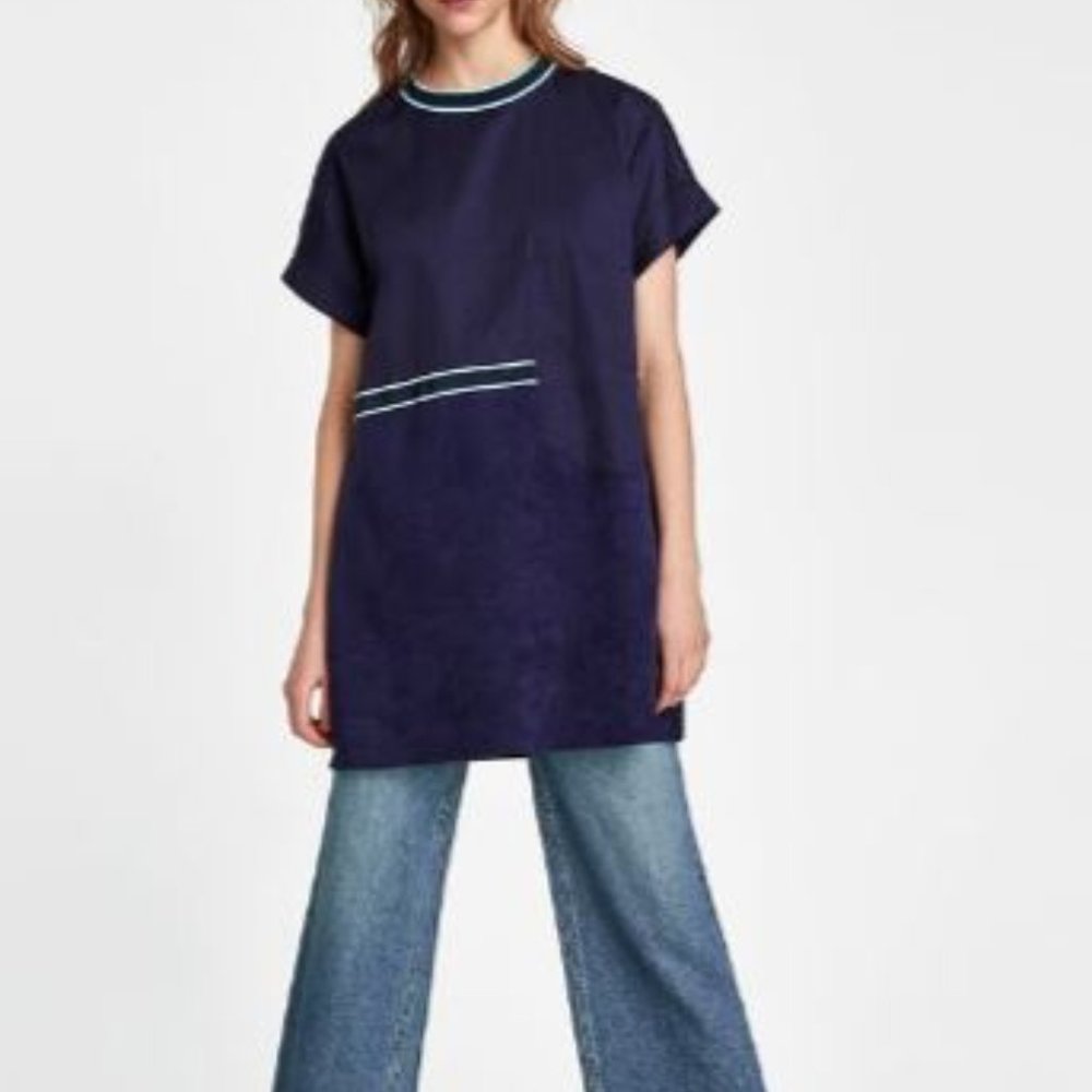 ZARA DRESS WITH CONTRASTING TRIMS